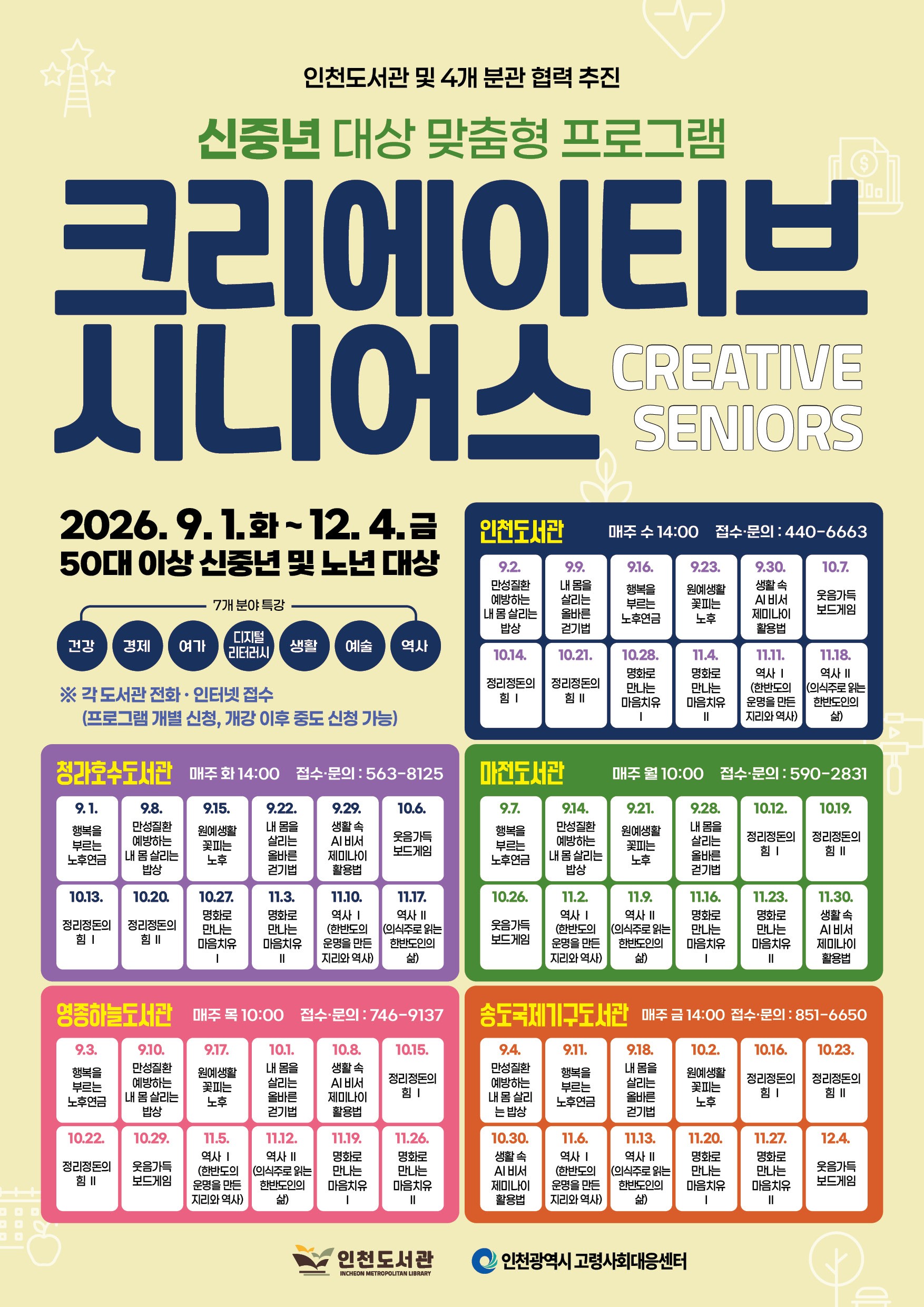 크리에이티브 시니어스(Creative Seniors) 2026. 10. 6. 화요일 14:00  032-563-8125